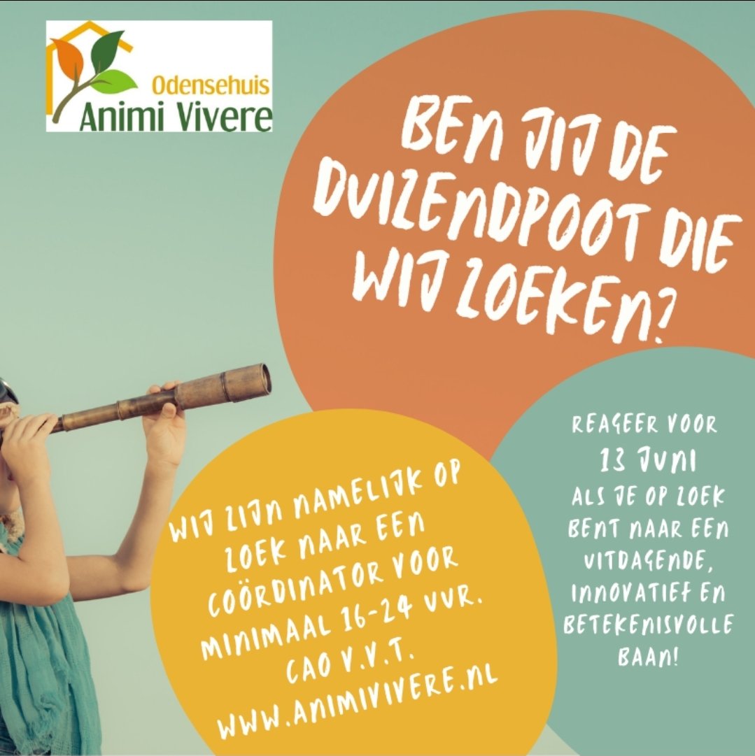 animivivere's tweet photo. Ben jij die duizendpoot waar wij naar op zoek zijn? #creatief #innovatief en het verschil willen en kunnen maken voor mensen met een dementie? Reageer dan voor 13 juni. https://t.co/db7RfV68FP of https://t.co/AenMER3IgN #jongdementie #samenwerken #samensterk https://t.co/0FmUp16Fs3