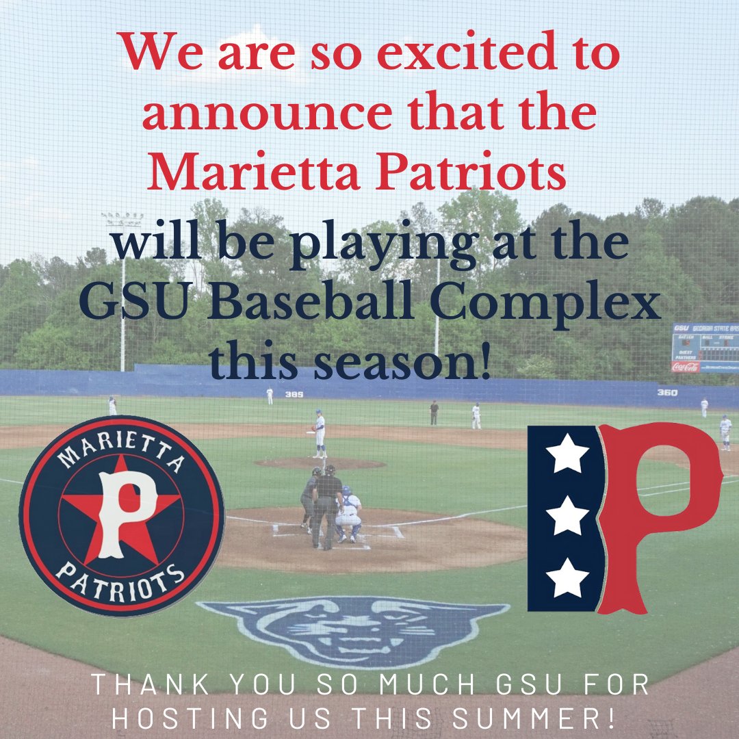 We are so excited that the <a href="/SunbeltPats/">Marietta Patriots</a> will be playing at Georgia State this season! Thank you so much @GaStateBaseball!