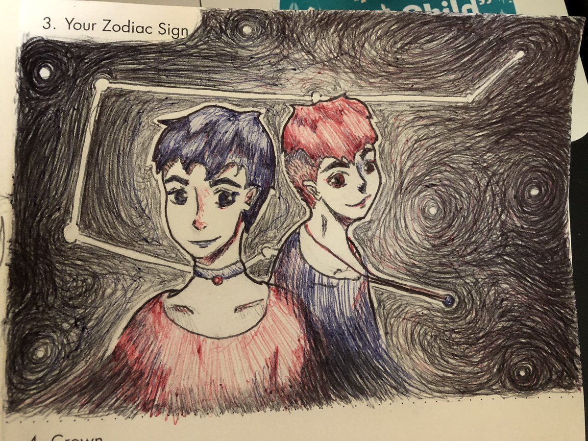 crdcreates's tweet photo. Day three: Zodiac Sign (Gemini)! Gotta love using BICs for my #drawingoftheday 😂 https://t.co/gnm4od0xSR