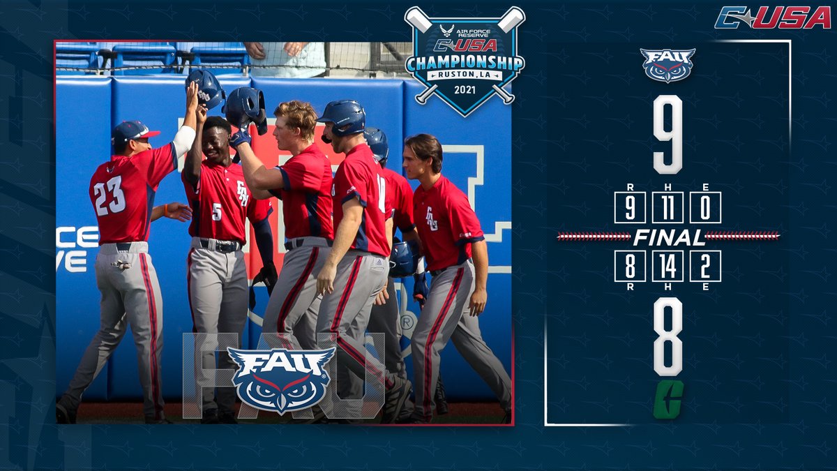ConferenceUSA's tweet photo. .@FAUBaseball take down top seeded Charlotte!

The Owls are moving on! https://t.co/PAmkc5HRXE