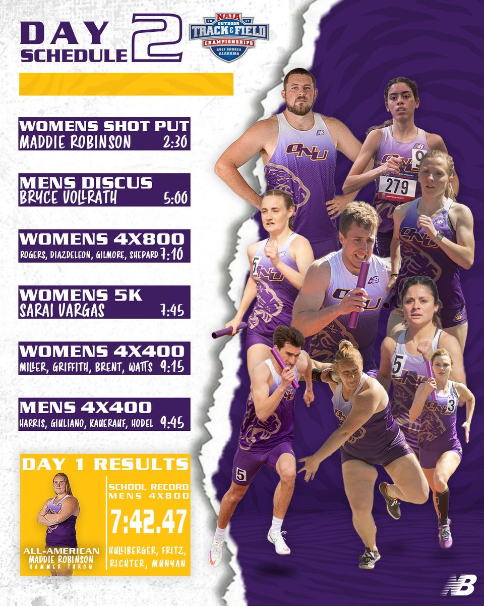 ONU_XCTF's tweet photo. Day 2 of the NAIA Outdoor National Championships!!!
.
.
#trackandfield #championships #naia #track #naiatf #graphics #throws #run #sprint #competewithexcellence #onutigers https://t.co/KY557FqzX1