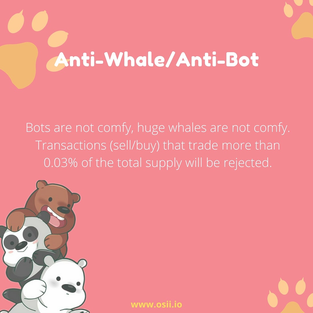 osiitoken's tweet photo. Why Osii? 🐻

Reason #4

We are the best Anti-Whale/ Anti-Bot #defi token ever.

#osii #dogecoin #kishu #kishuinu #cryptocurrency #criptomonedas #cryptomarket #binance #tokenomics #coinbase #hotbit #bitcoin #ethereum #shitcoin #cryptotrading #cryptonews #cryptotrading https://t.co/93zlVaERTh