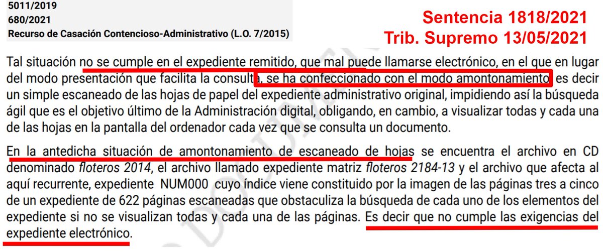 julcerda's tweet photo. ,👏👏 Histórica sentencia del #TS: un expediente digitalizado "en modo amontonamiento" no es un expediente electrónico.  Muy gráfico ese concepto para describir una realidad muy frecuente, y lo dice el  Supremo.  Mañana lo vemos en las jornadas #GAMM #21GAMM de #Chinchon https://t.co/HBd7uJHOYD