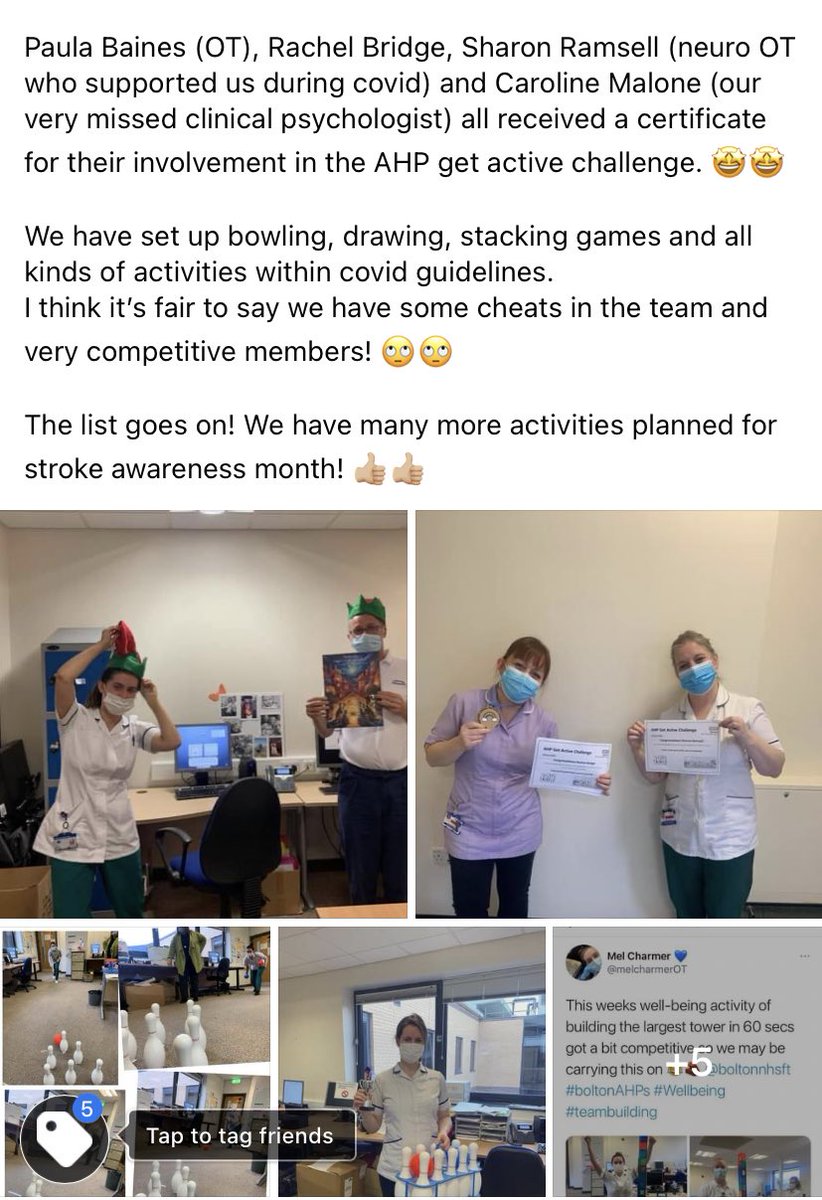 melcharmerOT's tweet photo. Letโs talk about what our stroke team have been doing to look after our wellbeing ๐๐ป @boltonnhsft #boltonAHPs #boltonstroketherapy https://t.co/vLKp8MquQh