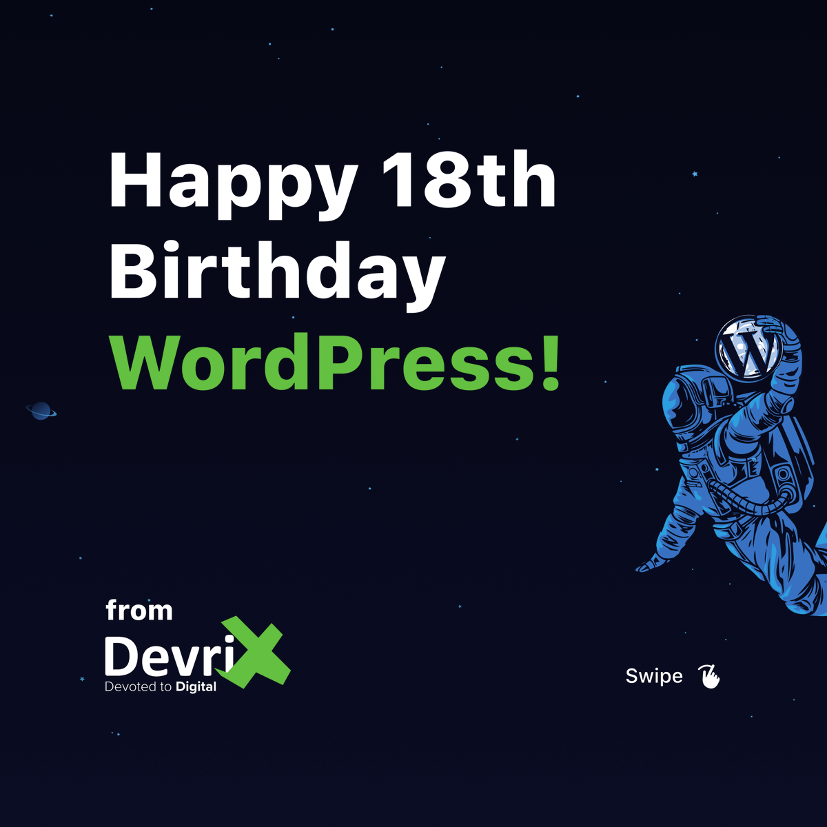 wpdevrix's tweet photo. As @WordPress turns 18 today, we wanted to focus a bit on what makes it so great - the community. We've asked our colleagues, most of them who have contributed to WordPress more than once, to share what they love about the CMS that powers 40% of the Internet 

1/2 https://t.co/6LvxWnPX84