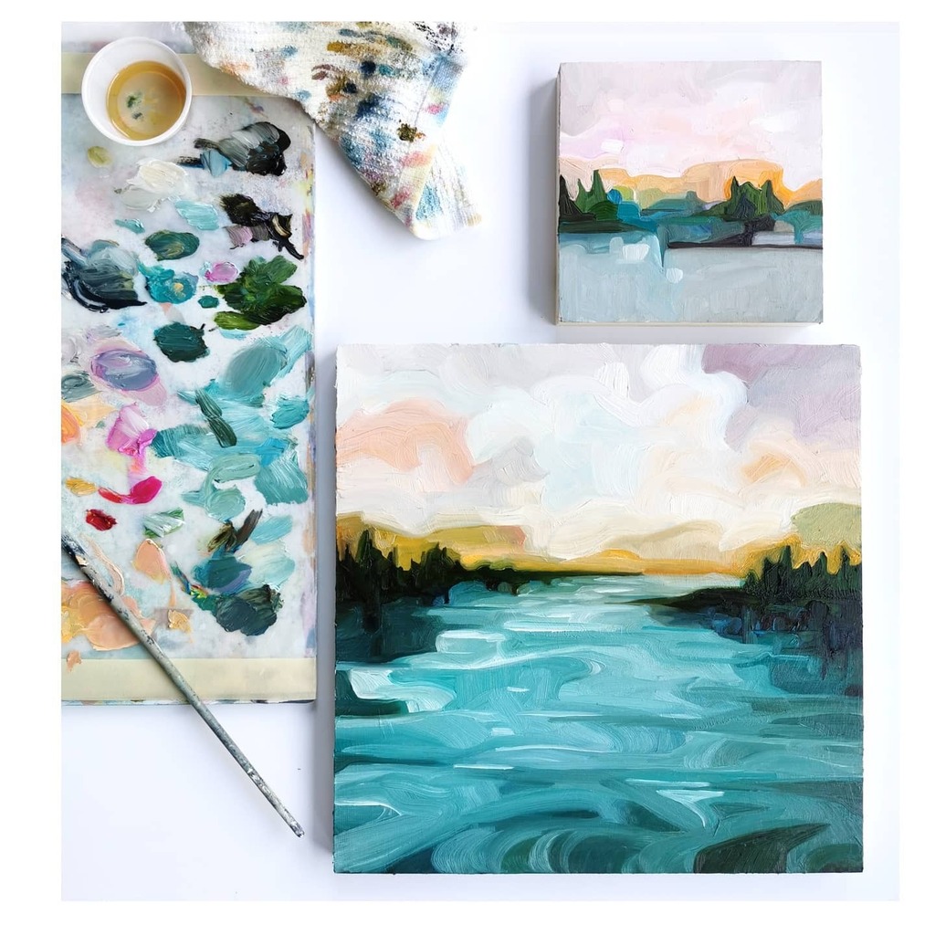 susannahbeeart's tweet photo. An early morning look at some late night painting. 💙
*
*
Late Night Lake
12" x 12"
Oil on panel
Update: sold
*
*
Late Night Lake (mini)
6" x 6"
Oil on panel
Available
(Ships when dry)
*
*
*
*
#latenightlake #lakeviews
#lakeliving #waterside #sunsetsky #sunset #evensong #even… https://t.co/5h7Ax9biLE