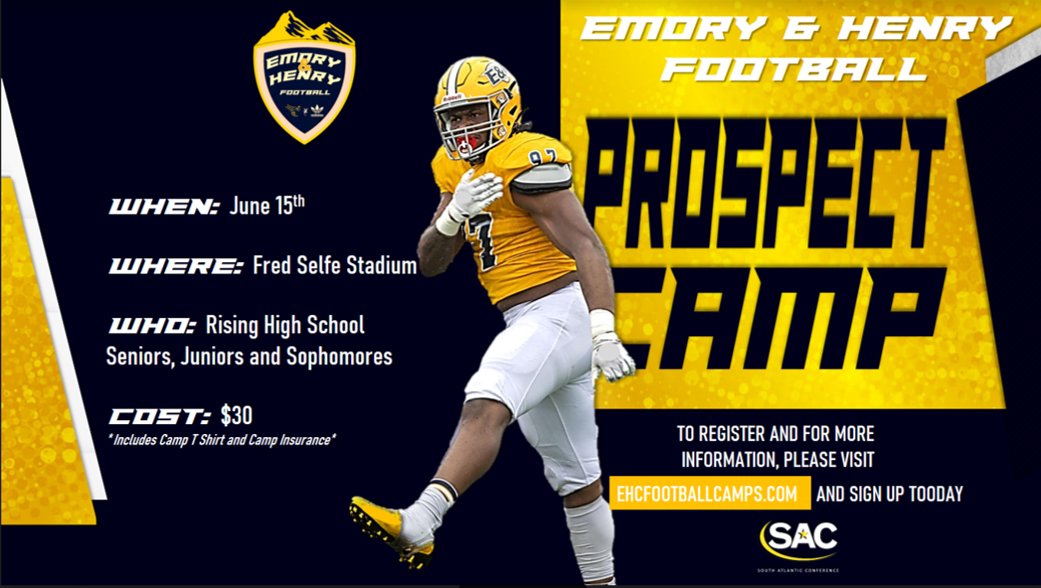 Had so much fun at the first five camps that we had to add one more, this time it is AT THE HIVE!! Registration for the final EHC Football Prospect Camp of the year is now live!! Class of 22', 23' &amp; 24' come SHOW OUT and BALL OUT 🔥‼️🏈
Pre-register:
ehcfootballcamps.com/prospect-camp.…