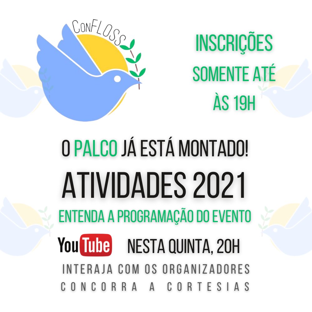 ConFloss's tweet photo. :: Atenção: Para participar do sorteio é necessário fazer a inscrição até às 19h. Mais de 60 horas de conteúdo 100% opensource, Trataremos de detalhes do evento, a PROGRAMAÇÃO completa, e concorra a uma vaga na faixa!
https://t.co/UVlh09z89u
#confloss #opensource #softwarelivre https://t.co/4Yi5hN5GpM