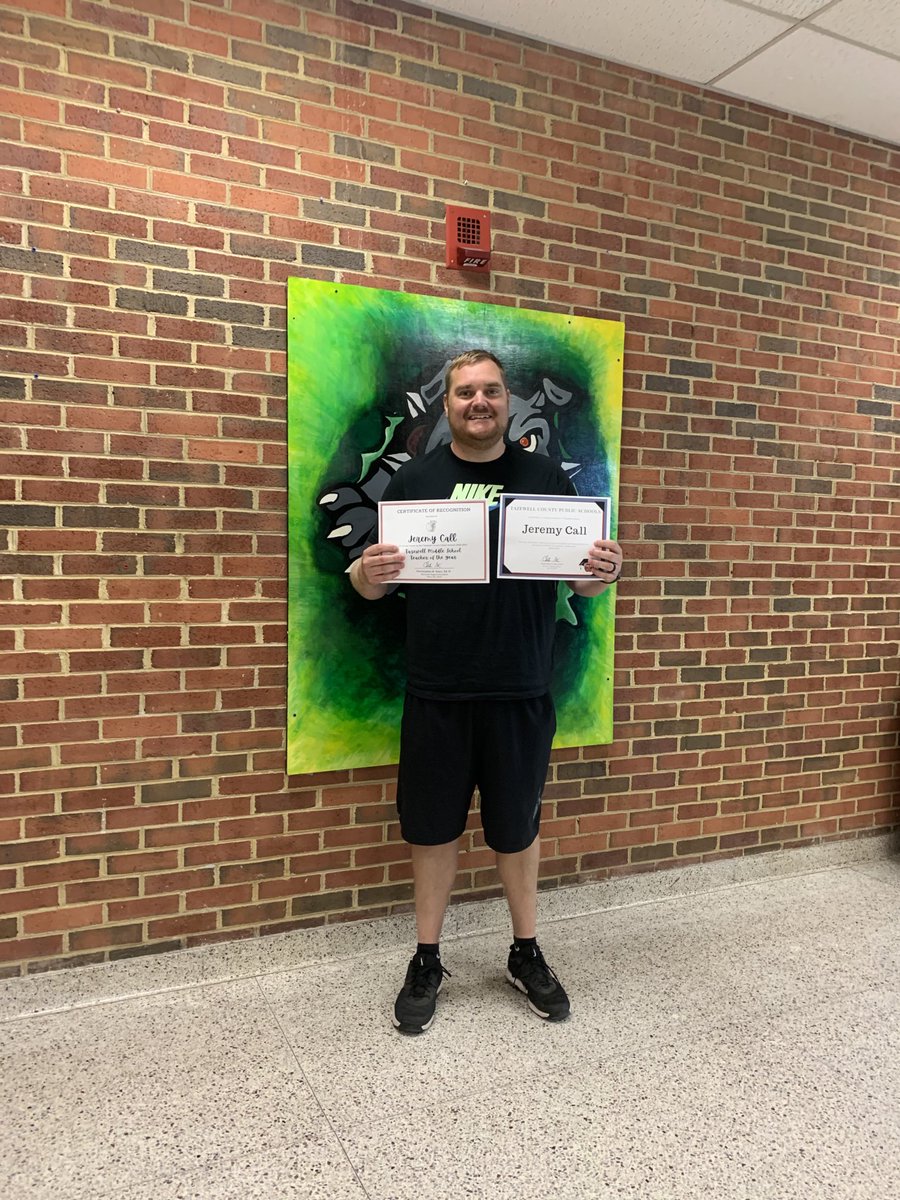 TazewellMiddle's tweet photo. Congratulations to Coach Jeremy Call on being named Tazewell Middle School Teacher of the Year. We appreciate all the hard work you do and the positive impact you have on our students! https://t.co/NkBbDTnpn1