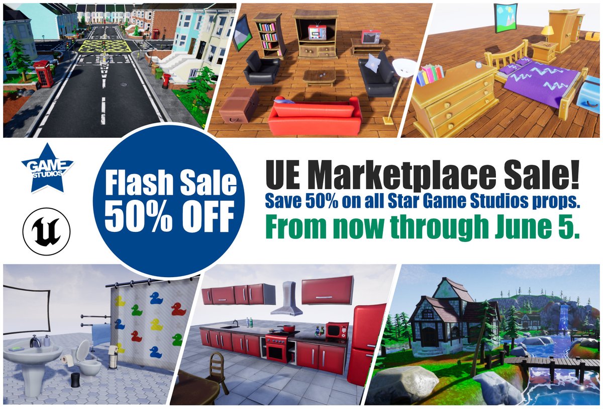 stargamestudios's tweet photo. #UnrealMarketplace is having another flash sale! All Star Game Studios props are 50% off!
https://t.co/13wrsjhWyl
#stylizedenvironment #environment #props #3dart #3D #3dmodeling #assets #unrealengine #unreal #gamedev #stylized #stylizedprops #furniture https://t.co/zzBgPGss5z