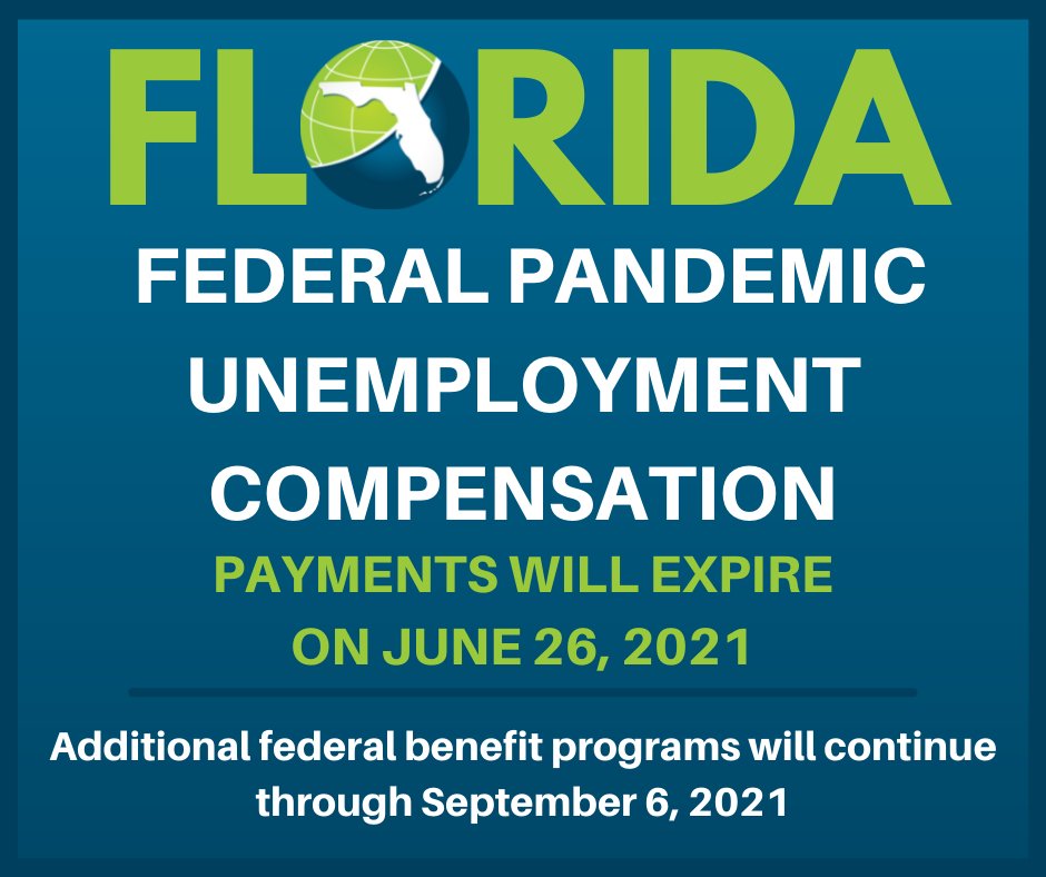 FLACommerce's tweet photo. Beginning June 26, 2021, @FLDEO will no longer participate in providing the $300 Federal Pandemic Unemployment Compensation benefits in addition to Reemployment Assistance weekly benefits. Read more: https://t.co/puZqZTfwsA https://t.co/RDbI6PS6Zi