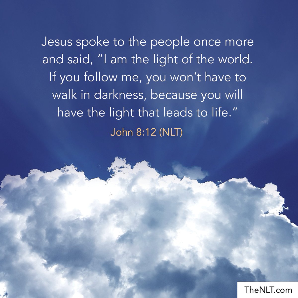 NLTverse's tweet image. "Jesus spoke to the people once more and said, 'I am the light of the world. If you follow me, you won’t have to walk in darkness, because you will have the light that leads to life.'” John 8:12, NLT⁠

#John #NewLivingTranslation #NLTBible #Bibleverse #Bibleverses