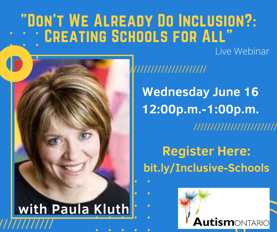 AutismONT's tweet photo. Are you trying to learn more about inclusive schooling? Do you wonder how to support students with disabilities in general education classrooms? If you answered “yes” to any one of these questions, this webinar is for you.
Register now: https://t.co/ZlfQhg2HtZ https://t.co/AMsGy742Qk