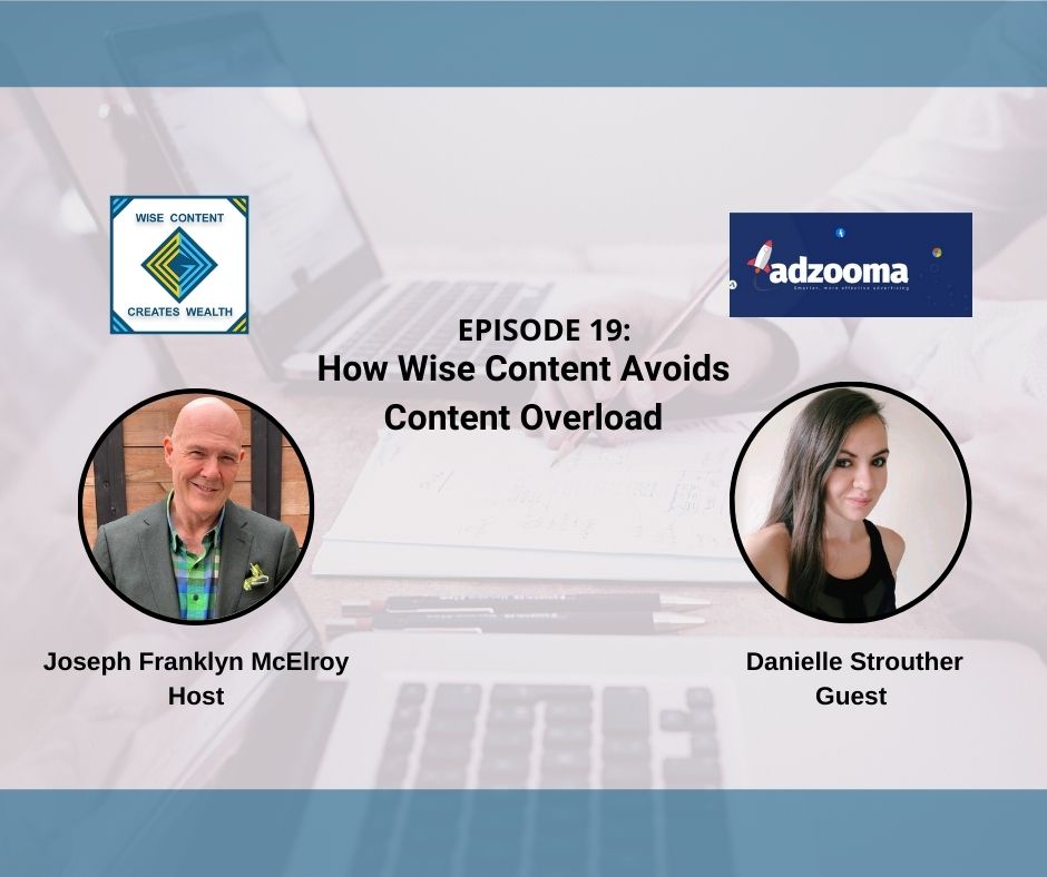 New Episode Alert!
Episode 19: How Wise Content Avoids Content Overload
 
Join us live tomorrow at 1PM (EST)  with our guest Danielle Strouther, of Adzooma hosted by Joseph Franklyn McElroy.
 
Tune in at TalkRadio.NYC and watch the Facebook live facebook.com/wisecontentcre…