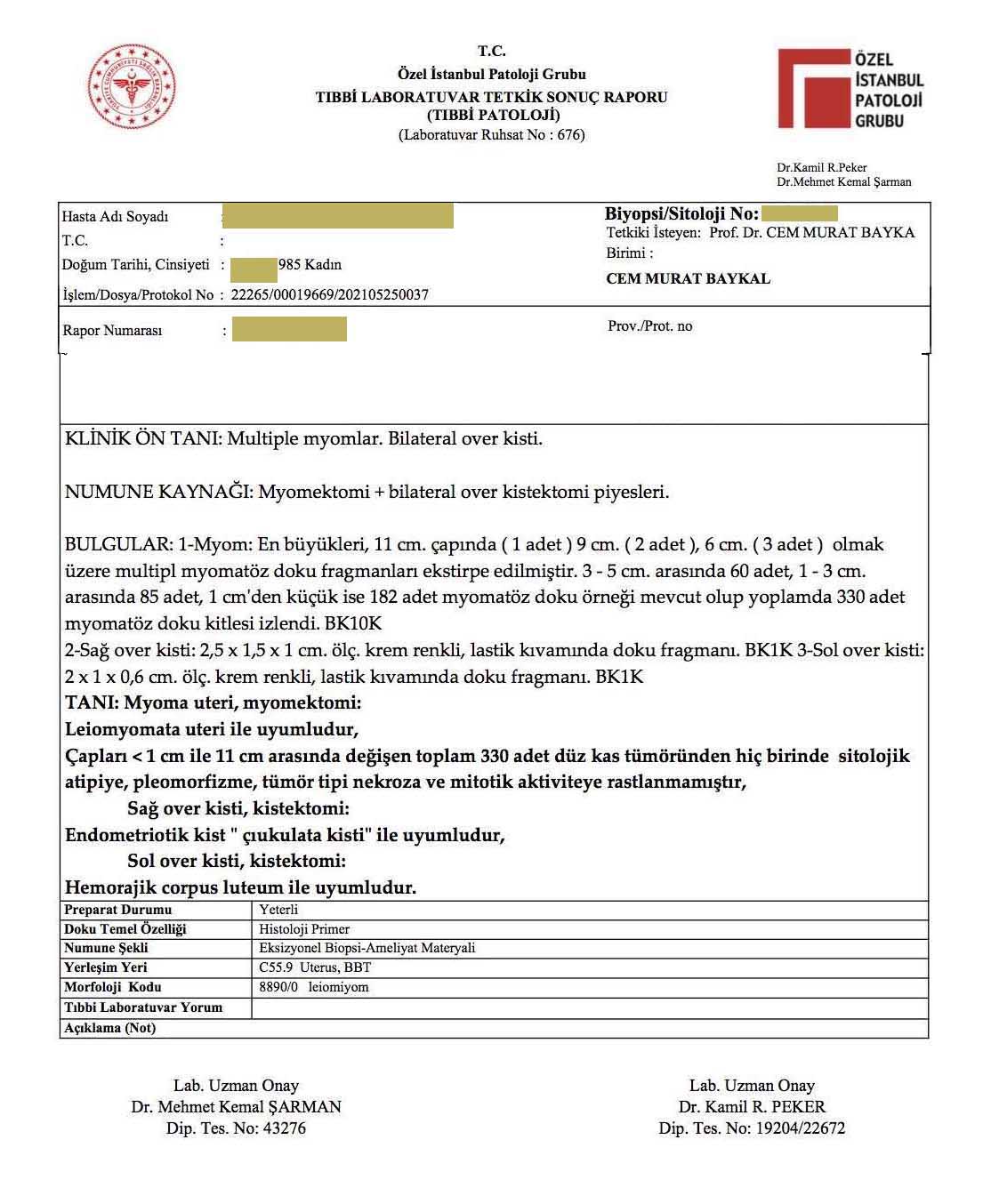 Cem BAYKAL on Twitter "35 yaşındaki hastam tüm myomlarından