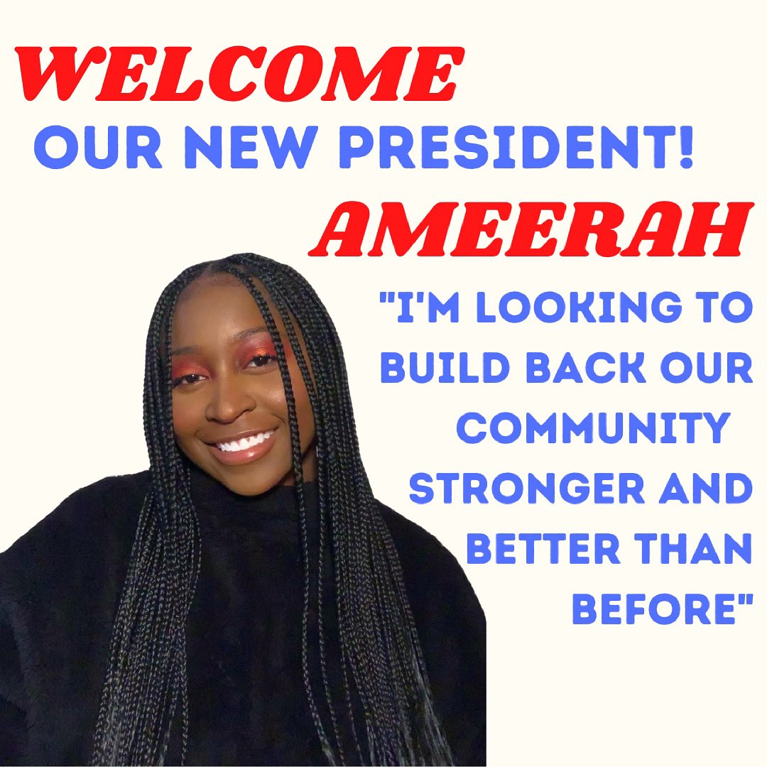 and finally ‼️ our new ✨president✨ Ameerah (she/her)🥳🥳 Can’t wait to see what you do! Learn more about Ameerah on our instagram ⬇️⬇️⬇️⬇️⬇️