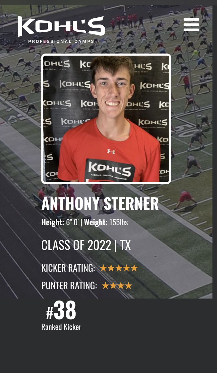 Official a 5 Star Kicker. <a href="/KohlsKicking/">Kohl's Kicking Camps</a> <a href="/KPark_Football/">PARK FOOTBALL</a> <a href="/MarcG14Line/">Marcus Gutierrez</a>