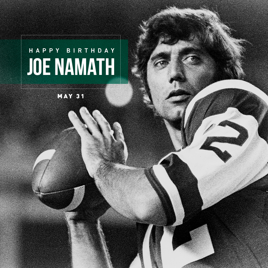 nyjets's tweet photo. He's often been imitated. He's never been duplicated.

Happy birthday to the one and only, @RealJoeNamath 🐐 https://t.co/CzurmM1NPq