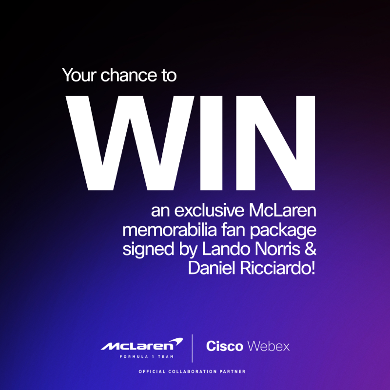 Webex's tweet photo. 🚨GIVEAWAY ALERT🚨

Here’s your chance to win the @McLarenF1 memorabilia fan package - and this is how to do it ⏬

✅ Sign up for our #HybridWorkMadeReal special event.

✅ That’s it!

#McLaren #HybridWork