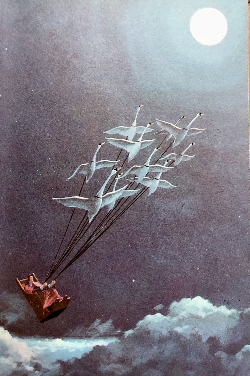 LBFlyawayhome's tweet photo. In honour of the beautiful night skies we’ve had this week:

‘The flight of the wild swans’ Exploring Space, 1964
#BKnight https://t.co/wOOcnD5c9H