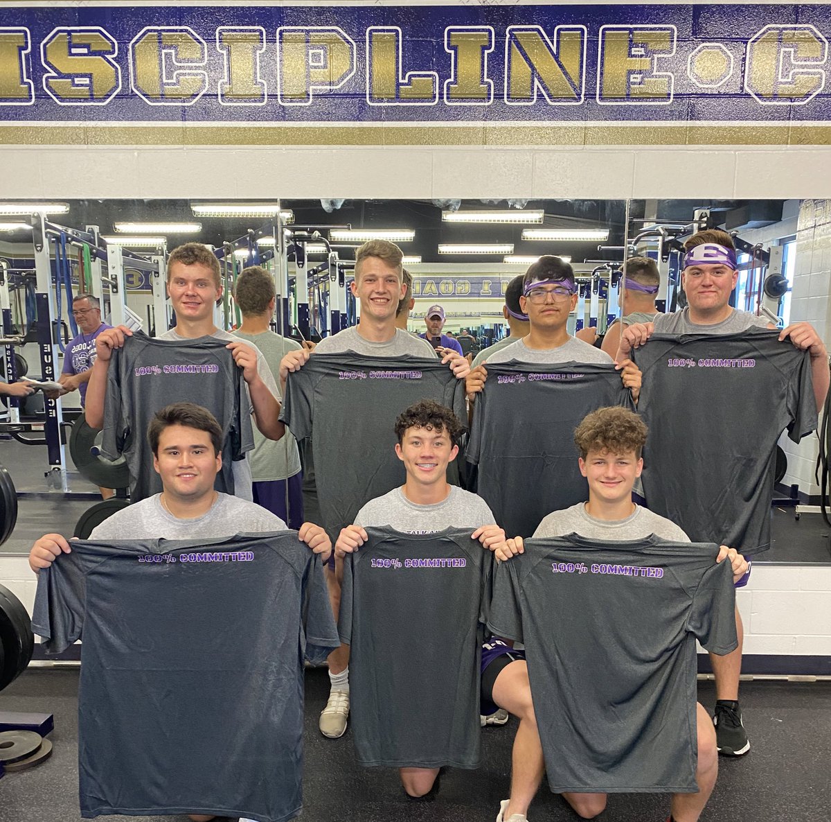 LeafMonty's tweet photo. This is what it takes. 100 percent committed to our “E” and this program 💪💜💛🤍 Missed 0 before or after extra  work or 3 Sport Varsity athlete!! #1-0 @EustaceISD @BulldogEustace https://t.co/w3xBk0j9l1