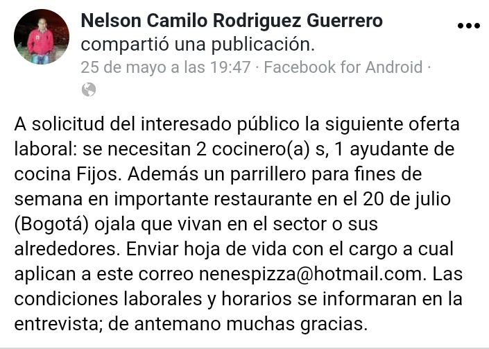 RestauranterosB's tweet photo. #TrabajoSiHay
#ParoNacional27M https://t.co/8rEr3vPVbZ
