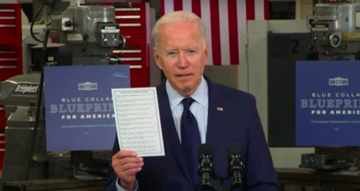 Yamiche's tweet image. President Biden just pulled out a list of Republicans who he says are touting the American Rescue Plan and who are trying to take credit for its impact but who refused to vote for the plan that was passed with only Democratic support. Wow.