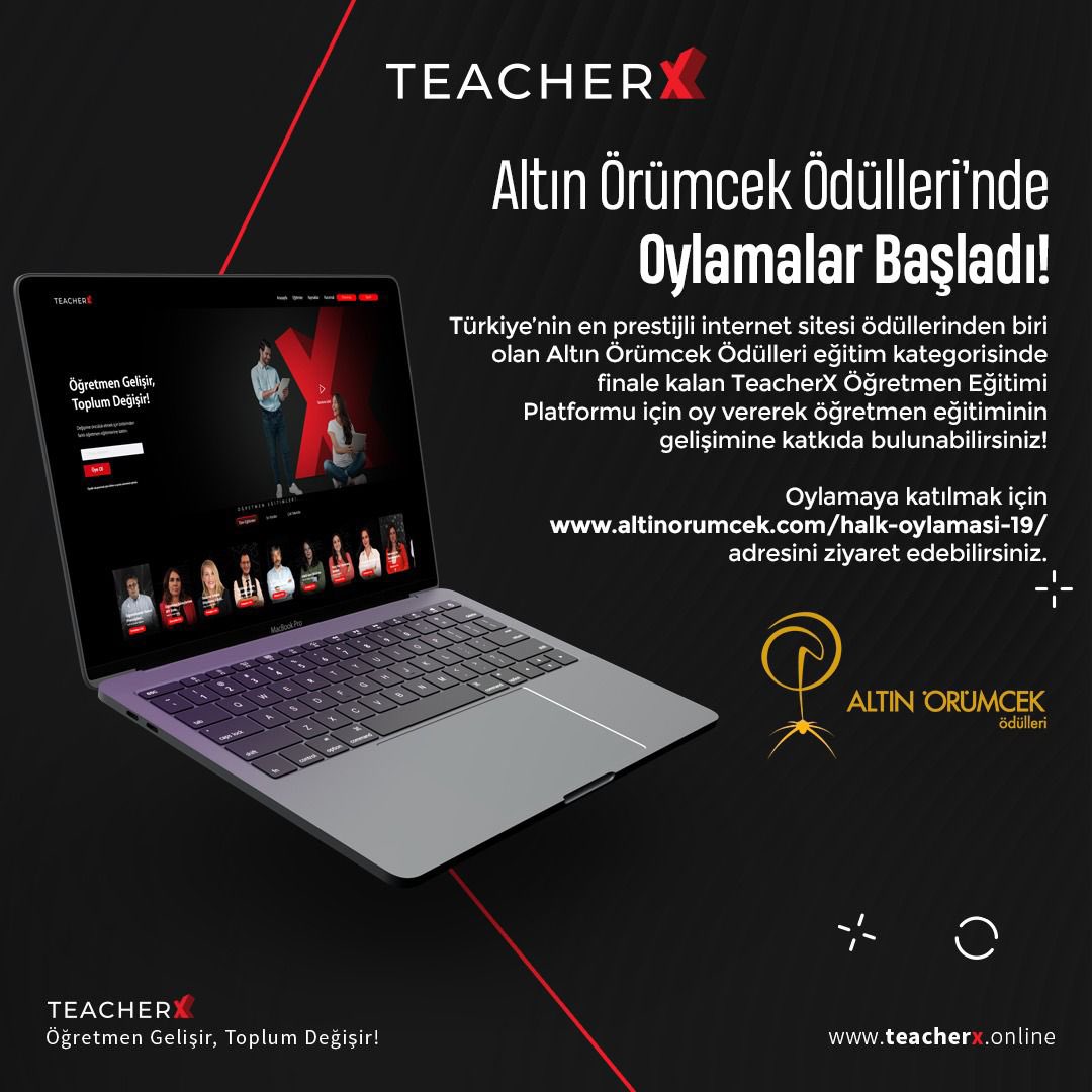 🏆Desteğinizi rica ediyoruz. 
⭐️ETZ Eğitim Danışmanlık tarafından geliştirilen TeacherX Türkiye’nin en prestijli internet sitesi ödüllerinden biri Altın Örümcek Ödülleri eğitim kategorisinde finalde.
♦️Oylamaya linki: altinorumcek.com/halk-oylamasi-…
Destekleyenlere çok teşekkürler.