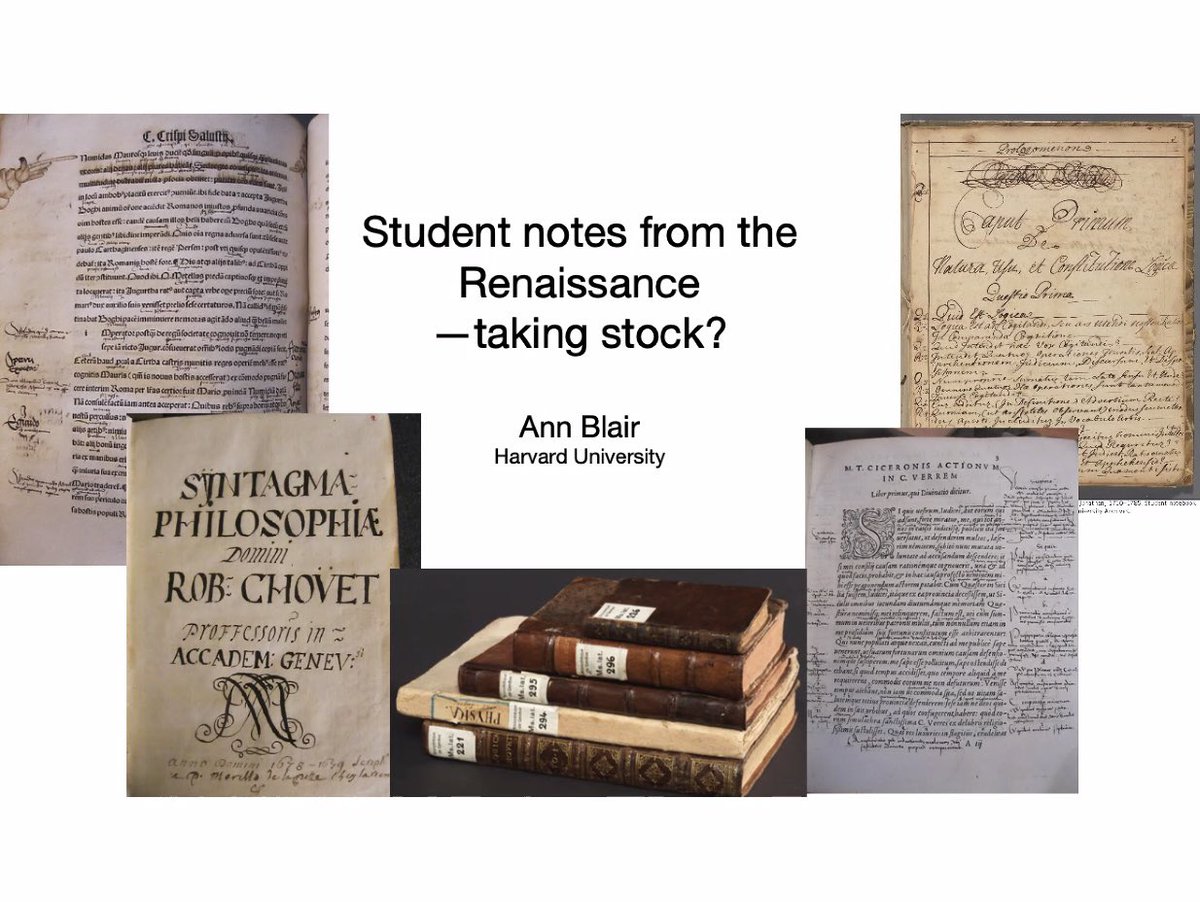 The most exciting moment of the day is without doubt the survey lecture of the subjects of this workshop presented by the one and only Ann Blair! A panoramic overview in which all facets of note taking, both material and intellectual, are discussed. 
#RenStuNot