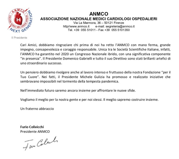 doctstefania's tweet photo. Here the outstanding open letter from the @_anmco President addressed to all 🇮🇹 hospital cardiologists ... and not only!
https://t.co/l2UnGvaUZZ https://t.co/qGXbg3Ve9J
