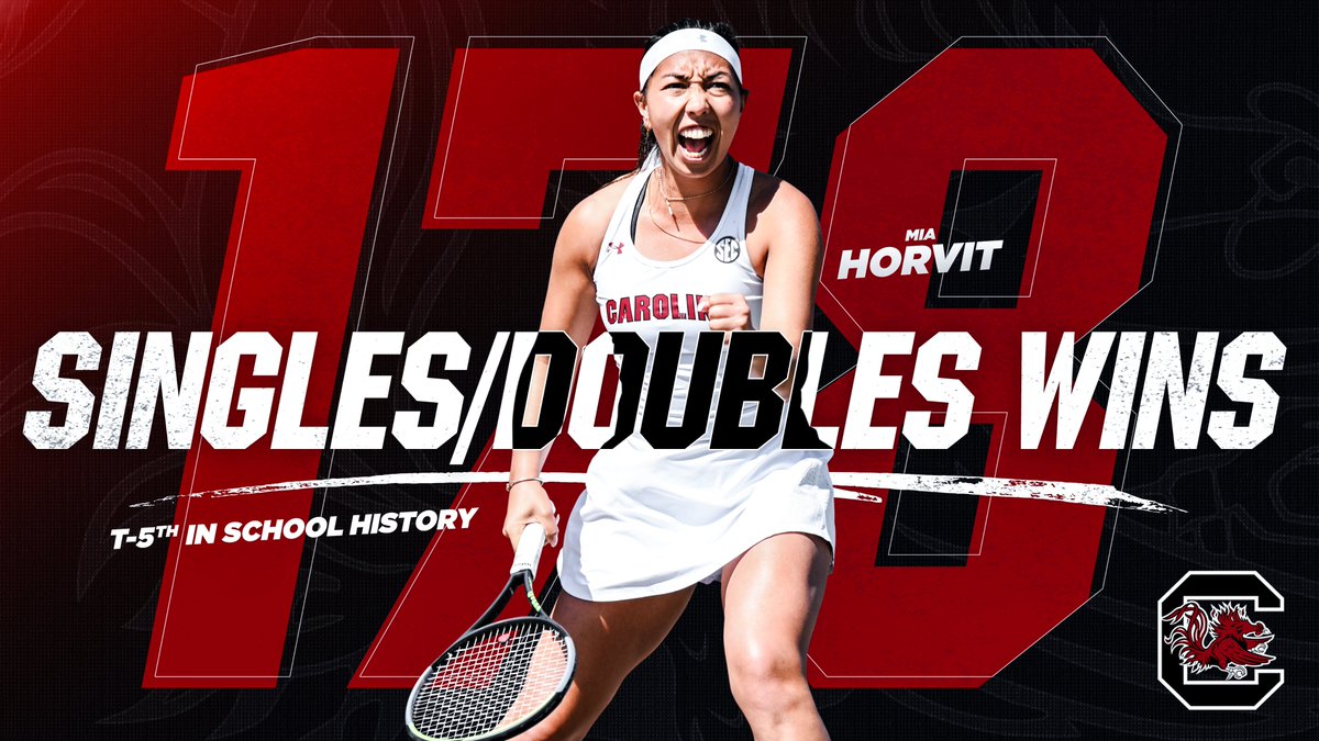 GamecockWTennis's tweet photo. Without a doubt @MiaHorvit left her mark on this program in several ways, one of them being in the records book. 🤙

#Gamecocks 🐔 // 🎾 https://t.co/7G6tWvJMLR