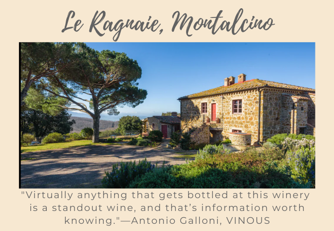 Ragnaie's vineyards provide a wide snapshot of Montalcino violets &amp; Mediterranean scrub meet wild strawberry, stone &amp; intriguing earthiness. It also shows Sangiovese's buoyancy then building with power w/ firm, dusty tannins around a tangy core. conta.cc/3fedhmm