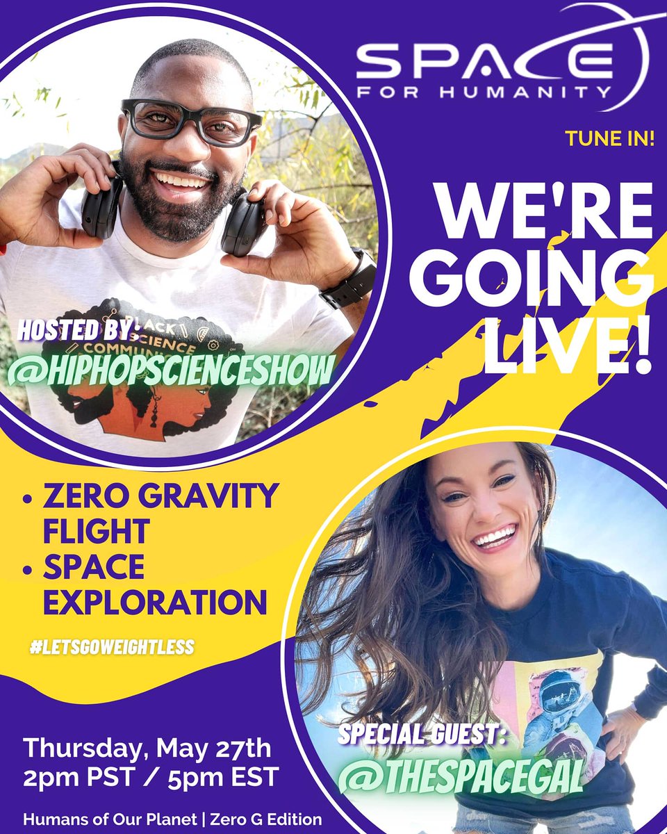 TheHipHopMD's tweet photo. Going Live today with the one and only @TheSpaceGal ! Hop on over to the @SpaceHumanity IG page at 2pm PST to join in! https://t.co/uW0TdAo2GS