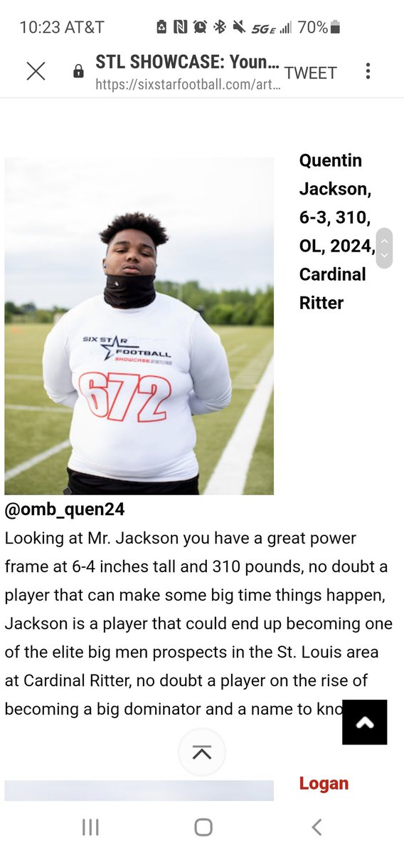 QuenJackson75's tweet photo. Thank you @6starfootballMO for the opportunity always room to get better @RitterPrep @BrennanSpain https://t.co/LzW03nzx15
