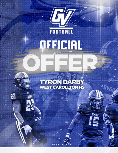 Coach Black (@coach_black7) on Twitter photo Had a great talk with <a href="/WRTreezy/">Roy Roundtree</a> and <a href="/gvsufootball/">GVSU Football</a> has offered 2022 <a href="/WCFootball1/">WC Football</a> RB @TyronDarby Had a great talk with <a href="/WRTreezy/">Roy Roundtree</a> and <a href="/gvsufootball/">GVSU Football</a> has offered 2022 <a href="/WCFootball1/">WC Football</a> RB @TyronDarby