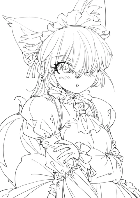 寝ないと
#線画 #狐娘 