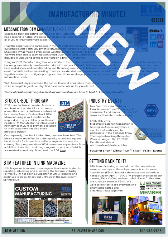 BTMMfg's tweet photo. @BTMMfg just released our latest #newsletter, #ManufacturingMinute. Take a few minutes and give it a read: https://t.co/nDuxjcJFoI
#BTMManufacturing #CustomManufacturing #CustomManufacturer #BTMNewsletter https://t.co/BNrX9jthWJ