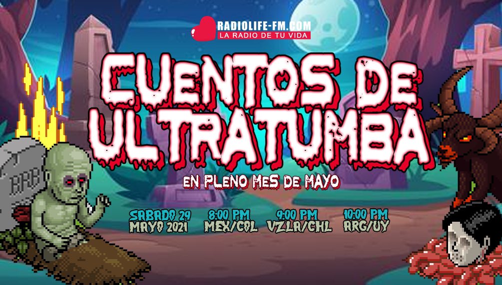 [RL] ¡Atención! Si tienes alguna historia que contarnos y quieres que sea leída en transmisión , envíanos DM a nuestro twitter! Y cuéntanos 😱
Las historias se leerán el día sábado 29/Mayo a las 8:00 pm 🇲🇽 👻💀 ¡No te lo pierdas! ✨🌟