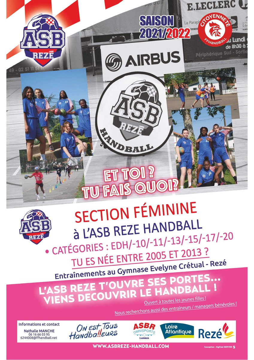 asbrhandball's tweet photo. 💁🏻‍♀️  𝙍𝙀𝙅𝙊𝙄𝙉𝙎 𝙇𝙀 𝙃𝘼𝙉𝘿𝘽𝘼𝙇𝙇 𝙁É𝙈𝙄𝙉𝙄𝙉 À 𝙍𝙀𝙕𝙀

Notre section féminine créée depuis 2017 se développe et s'agrandie sur les catégories -15 / -17 Pré-Region et -20. 
Débutante ou déjà handballeuse, rejoins notre section de 50 jeunes filles !
@HandPaysdeLoire https://t.co/jIBhzgQQul