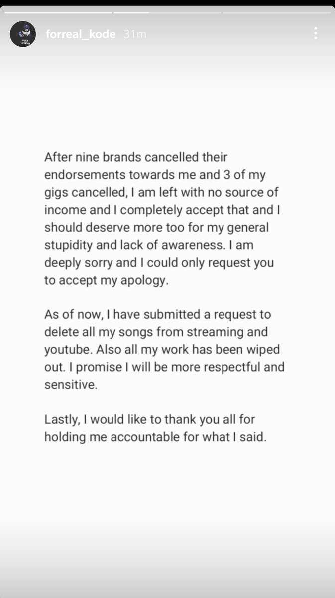 Now that MC Kode has learnt his lesson the hard way I hope we learn to let this go as well. 

I can't ask you get rid of your hatred from your heart, just the violence part.