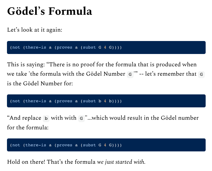 prathyvsh's tweet photo. @boarders__ Next up is @stopachka’s article that explains Gödel’s Incompleteness Theorem in Lisp! Highly recommended read: https://t.co/N7wybqrqh5 https://t.co/rcGEfAGesj