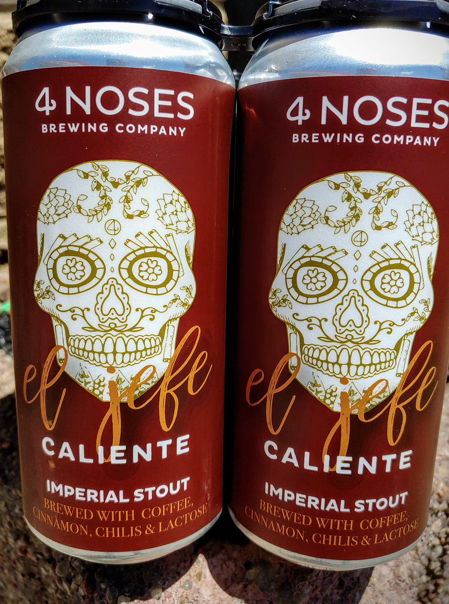 We are so hyped to feature @4NosesBrewing 'El Jefe Caliente' Stout! Smooth and creamy with notes of dark chocolate and ancho. Sweet up front and spicy as it goes down.