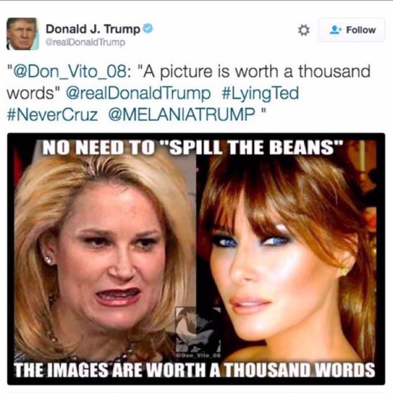 squeeze_soul's tweet photo. #Heidi #CruzIsWeak #MelaniaVsHeidi #MyWifeIsHotterThanYours
#TedCruzEatsFlies #TedCruz 

Yes, your soulmate. So much so, that you fervently and loyally rallied behind a man that said THIS about your soulmate: https://t.co/q0iMR0MoFm