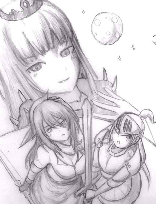 I don't know what day it is but I'm going to draw Calliope every day too. 

Knight Aqua and Ranger Moona against Death

#あくあーと #HoshinovArt #callillust 