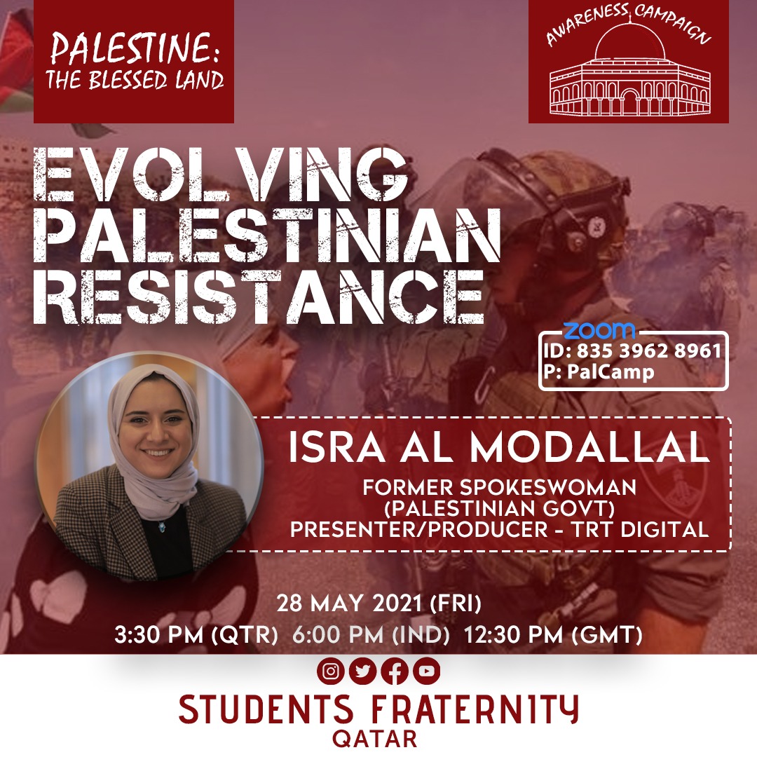 SFraternityQtr's tweet photo. Join us live on zoom with @isramodallal to hear her speak on "Evolving Palestinian Resistance".

#Palestine #PalestineWillBeFree #Gaza #palestineupdate https://t.co/XRDfoTQ5vJ
