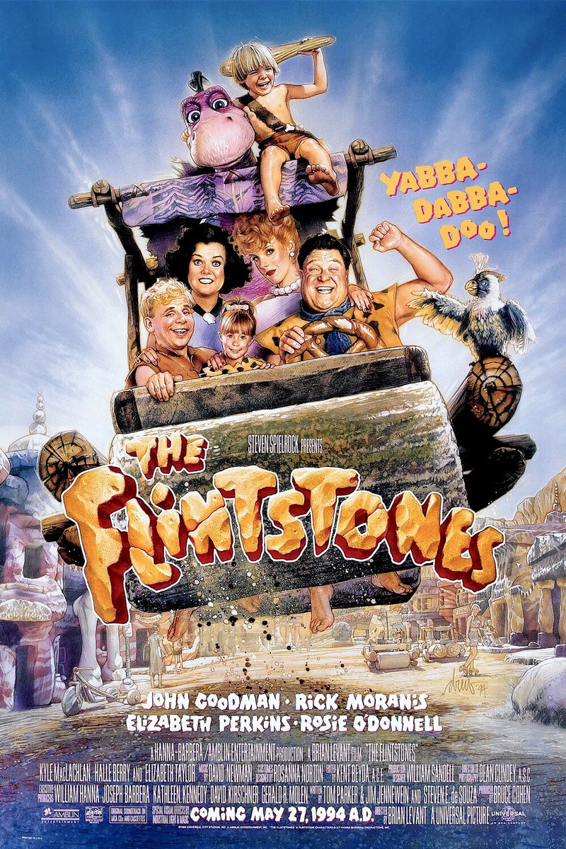 FilmNewsNos's tweet photo. 🎬MOVIE HISTORY: 27 years ago today May 27, 1994 the movie 'The Flintstones' opened in theaters!

#JohnGoodman #RickMoranis #ElizabethPerkins @Rosie @Kyle_MacLachlan #HalleBerry #ElizabethTaylor #DannFlorek #RichardMoll #IrwinKeyes #JimDoughan #HarveyKorman #JeanVanderPyl @amblin https://t.co/QToJVGBwAB
