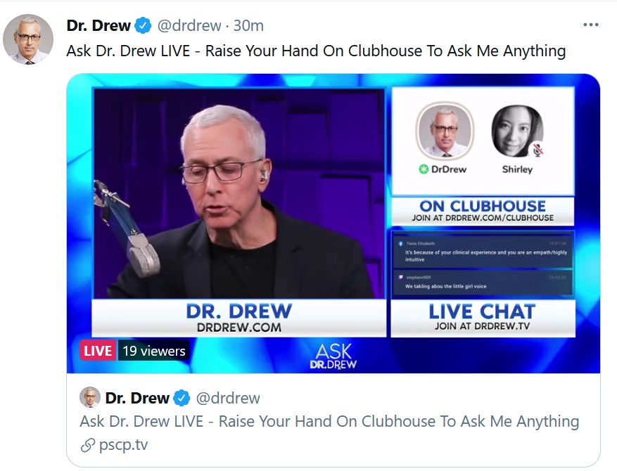 shirleylo's tweet image. Thank you so much for answering our questions live, @drdrew!
So helpful and wise, as always!

Hope to see you on @TwitterSpaces too! :)