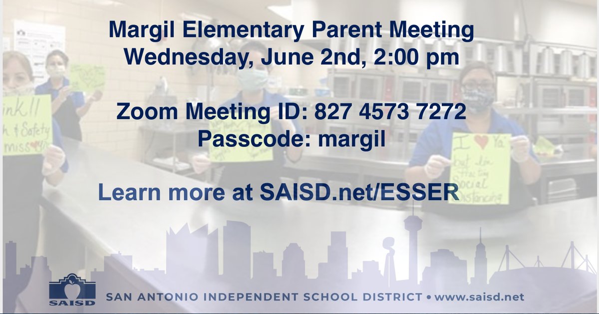 SAISDMargil's tweet photo. Join us for an important parent meeting June 2nd at 2:00; zoom link: https://t.co/0LlQiZTjMc https://t.co/fpQSLTA89w