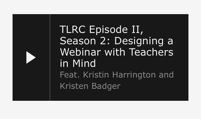 Shout out to <a href="/KripaSundar/">Dr. Kripa Sundar</a>, our host, as well as  <a href="/KristinCHarr/">Kristin Harrington #AuthenticEdVentures</a> and <a href="/booklovinbadger/">Kristen Rusnak</a> - two media specialists sharing their expertise on designing actionable, accessible webinars for the busy teacher. Take a listen:) 

i4tlresearch.org/tlrc-translati…
