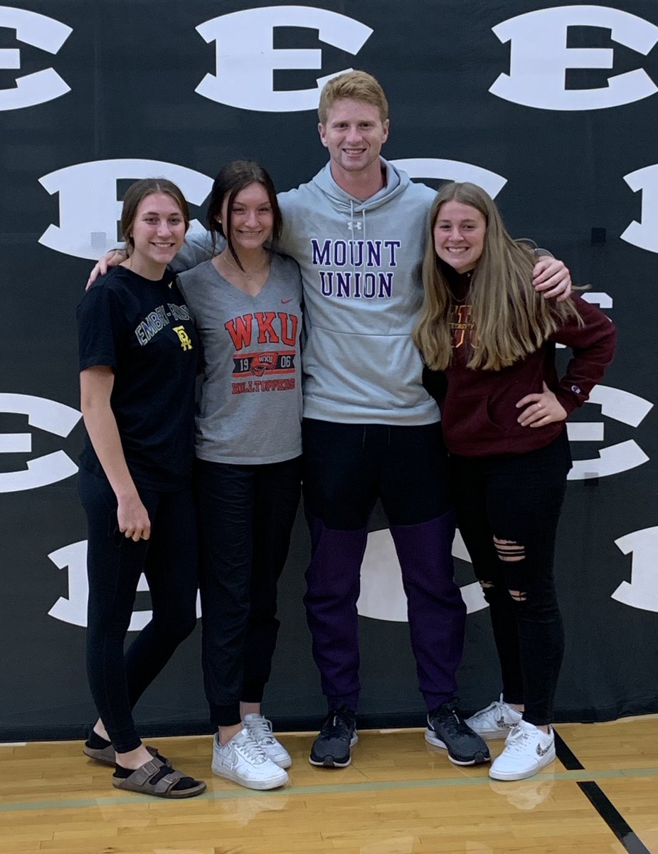 BeEastTrack's tweet photo. Best wishes to Alaina (Embry-Riddle Aeronautical University), Brooke (Western Kentucky University), Drake (University of Mount Union) and Avery (Concordia University Chicago) #SigningDay #thatsElite #TrackSquad https://t.co/catzhOBBio